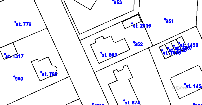 Parcela st. 809 v KÚ Litovel, Katastrální mapa