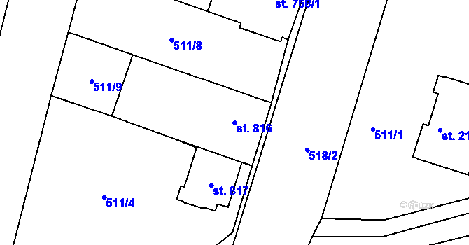 Parcela st. 816 v KÚ Litovel, Katastrální mapa