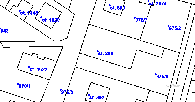 Parcela st. 891 v KÚ Litovel, Katastrální mapa