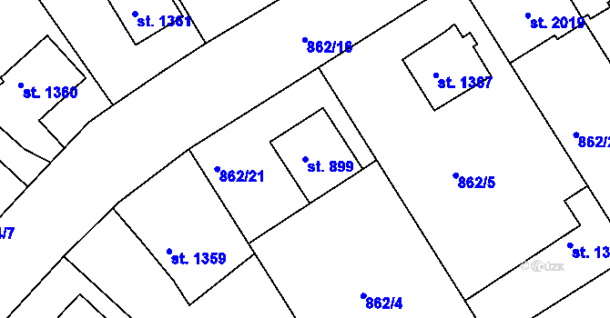 Parcela st. 899 v KÚ Litovel, Katastrální mapa