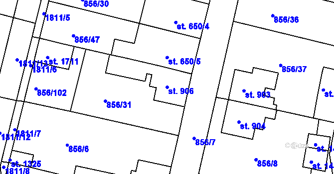 Parcela st. 906 v KÚ Litovel, Katastrální mapa