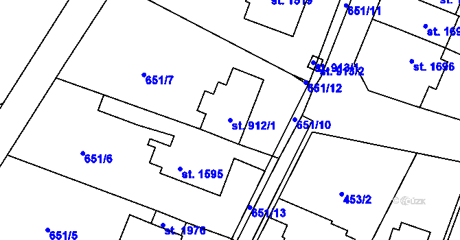 Parcela st. 912/1 v KÚ Litovel, Katastrální mapa