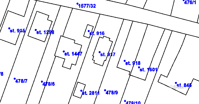 Parcela st. 917 v KÚ Litovel, Katastrální mapa
