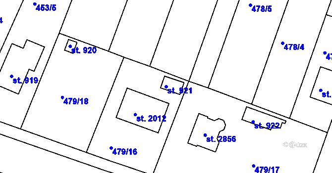 Parcela st. 921 v KÚ Litovel, Katastrální mapa