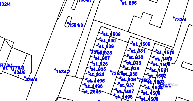 Parcela st. 928 v KÚ Litovel, Katastrální mapa