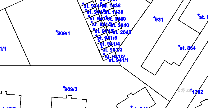 Parcela st. 941/2 v KÚ Litovel, Katastrální mapa
