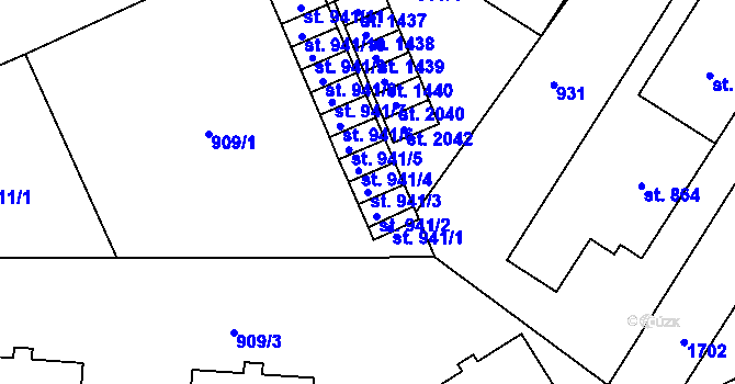 Parcela st. 941/3 v KÚ Litovel, Katastrální mapa