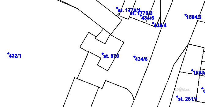 Parcela st. 978 v KÚ Litovel, Katastrální mapa