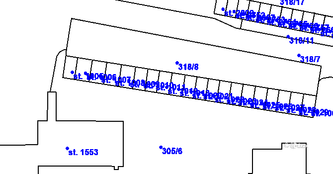 Parcela st. 1012 v KÚ Litovel, Katastrální mapa