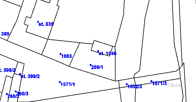 Parcela st. 1046 v KÚ Litovel, Katastrální mapa