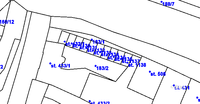 Parcela st. 1134 v KÚ Litovel, Katastrální mapa