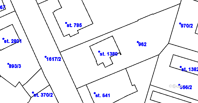 Parcela st. 1380 v KÚ Litovel, Katastrální mapa