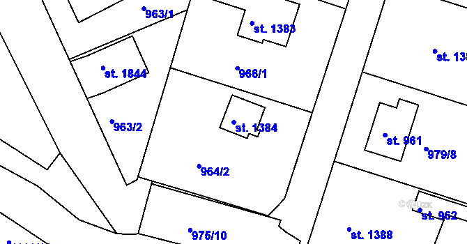 Parcela st. 1384 v KÚ Litovel, Katastrální mapa