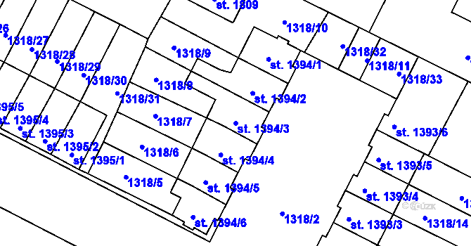 Parcela st. 1394/3 v KÚ Litovel, Katastrální mapa