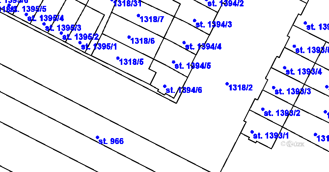 Parcela st. 1394/6 v KÚ Litovel, Katastrální mapa