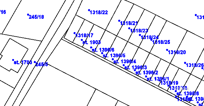 Parcela st. 1396/5 v KÚ Litovel, Katastrální mapa