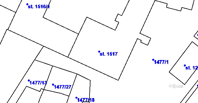 Parcela st. 1517 v KÚ Litovel, Katastrální mapa