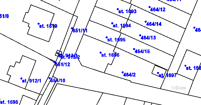 Parcela st. 1696 v KÚ Litovel, Katastrální mapa