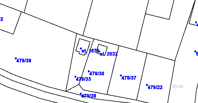 Parcela st. 2032 v KÚ Litovel, Katastrální mapa