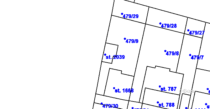 Parcela st. 2039 v KÚ Litovel, Katastrální mapa