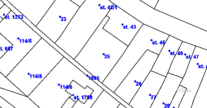 Parcela st. 25 v KÚ Litovel, Katastrální mapa
