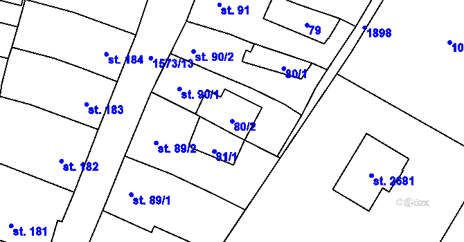 Parcela st. 80/2 v KÚ Litovel, Katastrální mapa