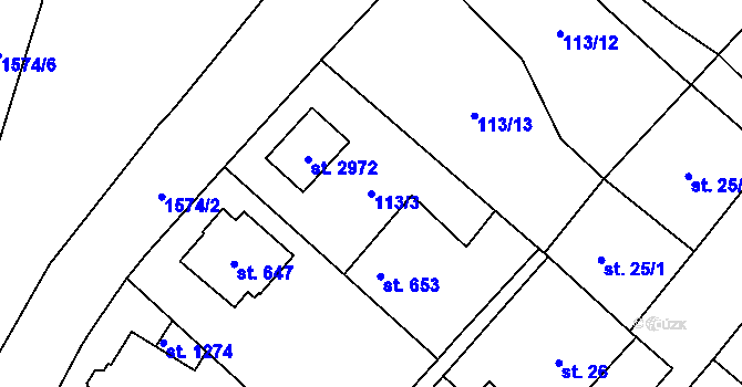 Parcela st. 113/3 v KÚ Litovel, Katastrální mapa