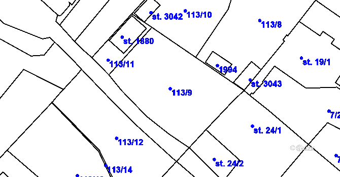 Parcela st. 113/9 v KÚ Litovel, Katastrální mapa
