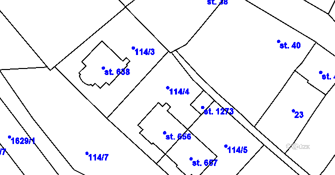 Parcela st. 114/4 v KÚ Litovel, Katastrální mapa