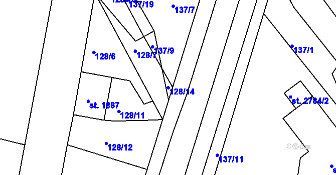 Parcela st. 128/14 v KÚ Litovel, Katastrální mapa
