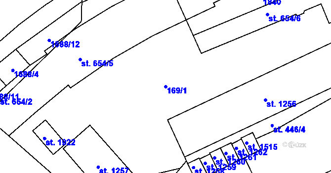 Parcela st. 169/1 v KÚ Litovel, Katastrální mapa