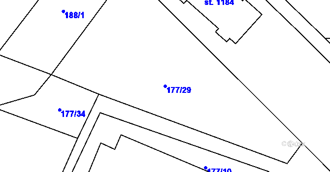 Parcela st. 177/29 v KÚ Litovel, Katastrální mapa