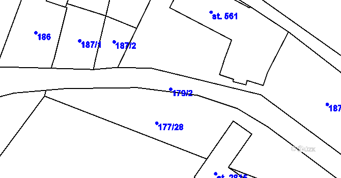 Parcela st. 179/2 v KÚ Litovel, Katastrální mapa