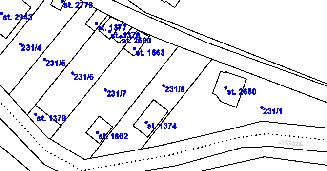 Parcela st. 231/8 v KÚ Litovel, Katastrální mapa