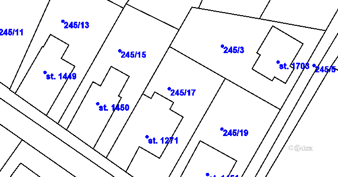 Parcela st. 245/17 v KÚ Litovel, Katastrální mapa