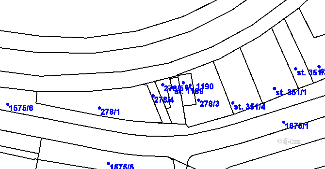 Parcela st. 278/5 v KÚ Litovel, Katastrální mapa