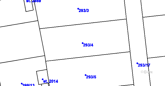 Parcela st. 293/4 v KÚ Litovel, Katastrální mapa