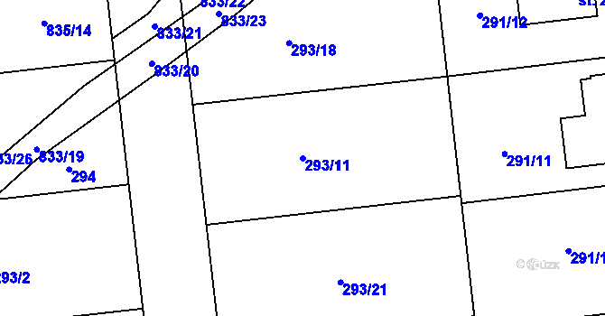 Parcela st. 293/11 v KÚ Litovel, Katastrální mapa