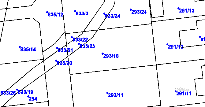 Parcela st. 293/18 v KÚ Litovel, Katastrální mapa
