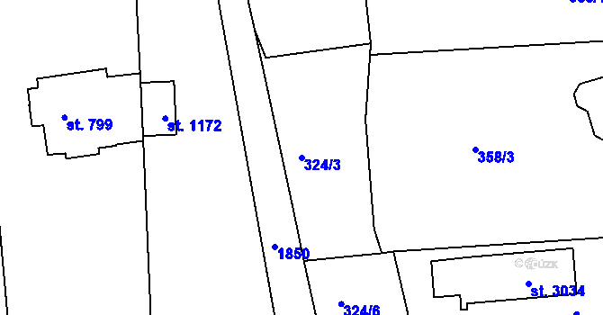 Parcela st. 324/3 v KÚ Litovel, Katastrální mapa