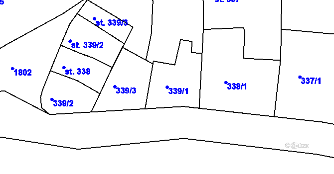 Parcela st. 339/1 v KÚ Litovel, Katastrální mapa