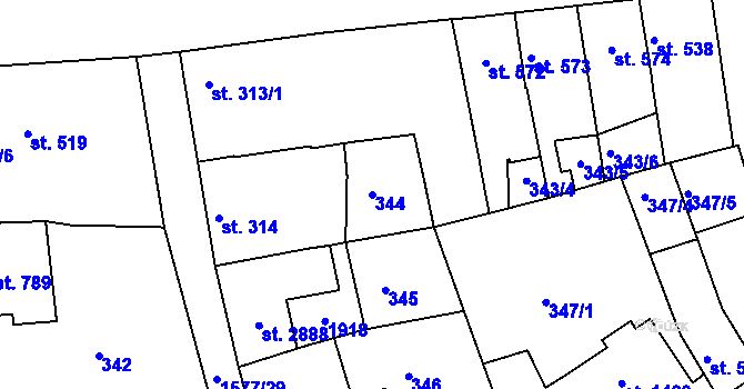 Parcela st. 344 v KÚ Litovel, Katastrální mapa