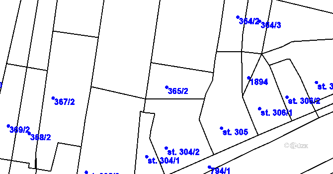 Parcela st. 365/2 v KÚ Litovel, Katastrální mapa