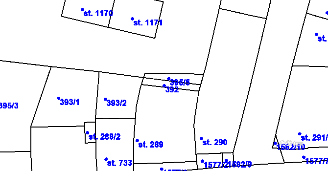 Parcela st. 392 v KÚ Litovel, Katastrální mapa