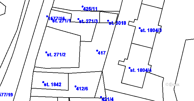 Parcela st. 417 v KÚ Litovel, Katastrální mapa