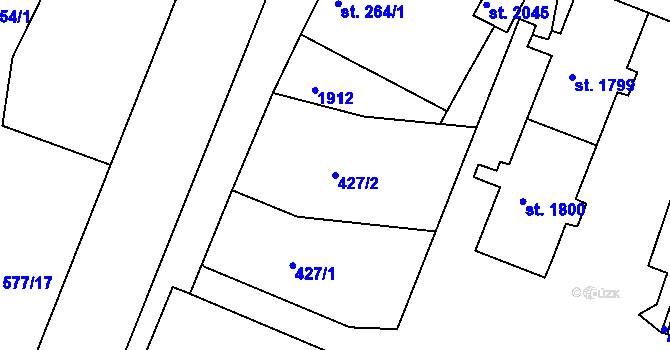 Parcela st. 427/2 v KÚ Litovel, Katastrální mapa
