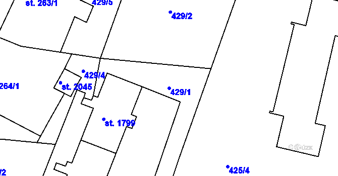 Parcela st. 429/1 v KÚ Litovel, Katastrální mapa