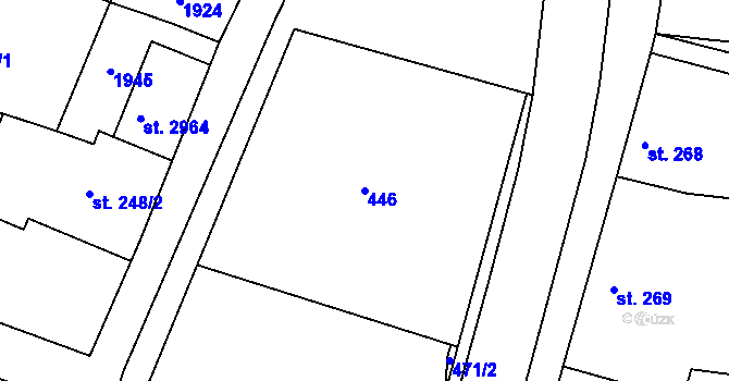Parcela st. 446 v KÚ Litovel, Katastrální mapa