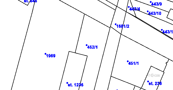 Parcela st. 452/1 v KÚ Litovel, Katastrální mapa