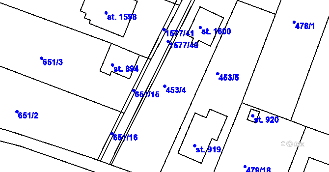 Parcela st. 453/4 v KÚ Litovel, Katastrální mapa